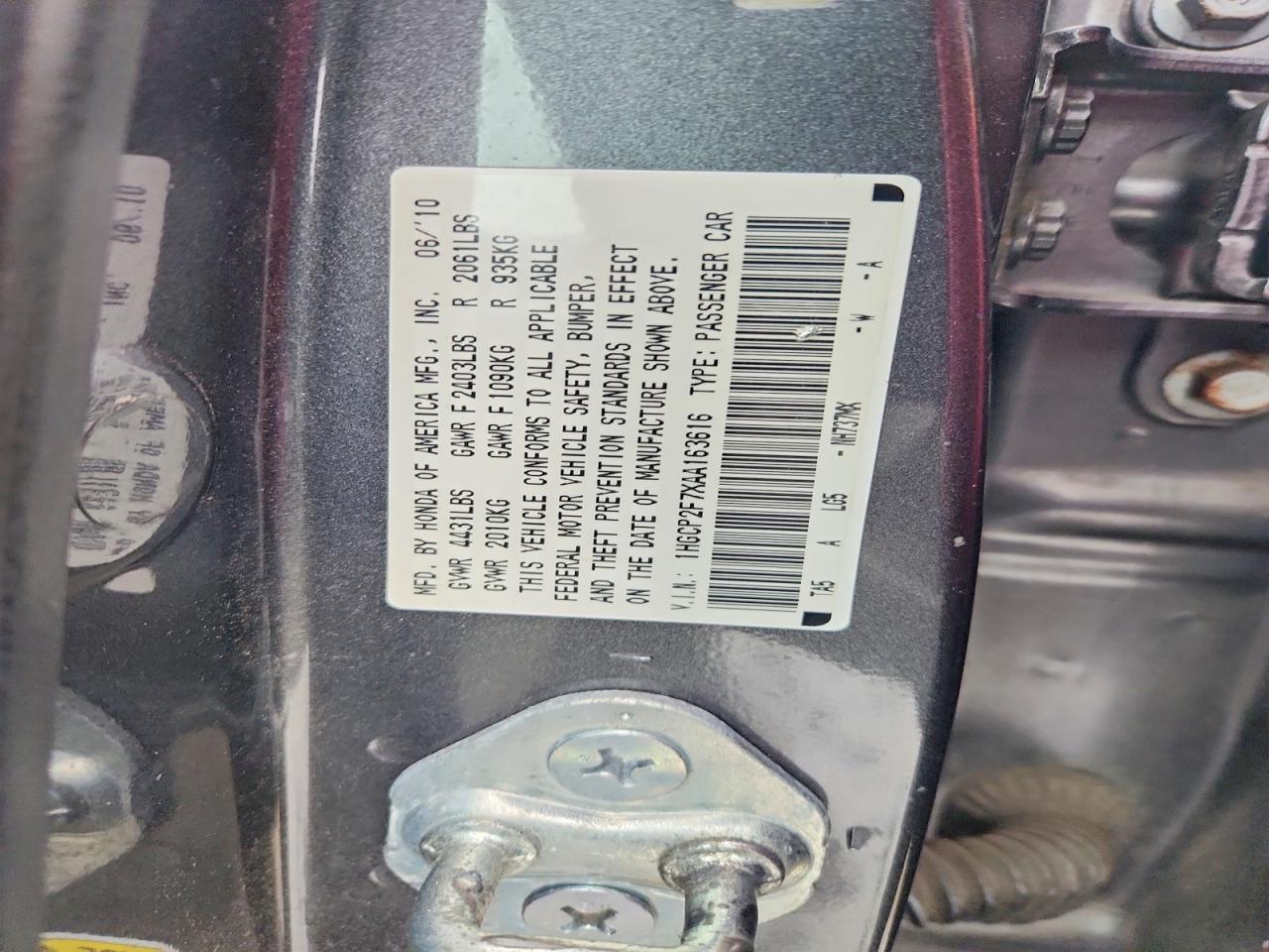 2010 HONDA ACCORD EX photo 23