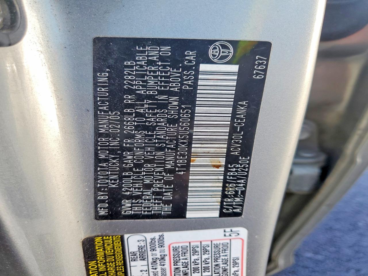 2005 TOYOTA CAMRY LE photo 23