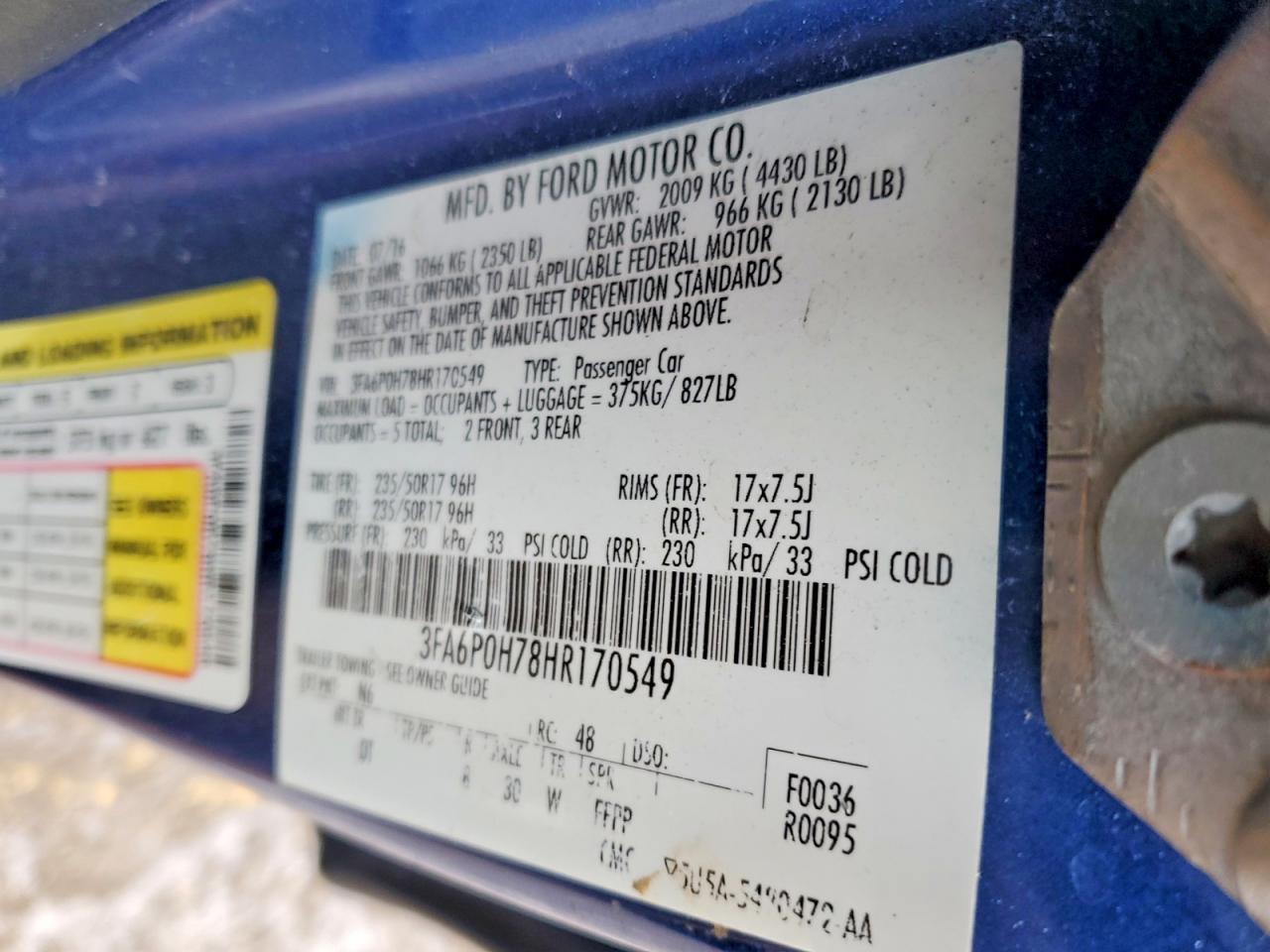 2017 FORD FUSION SE photo 34