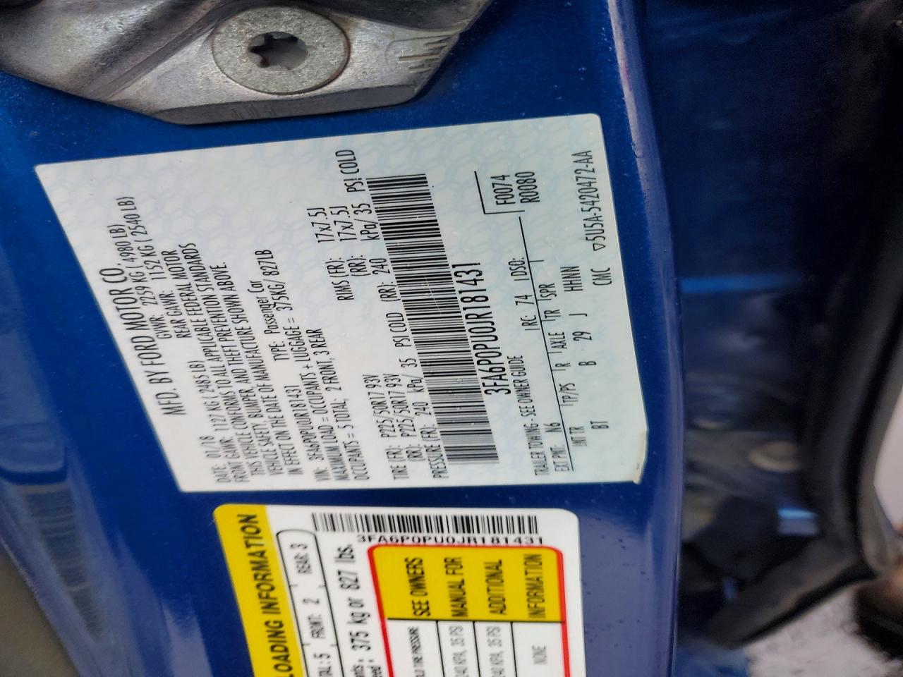 2018 FORD FUSION SE PHEV photo 34
