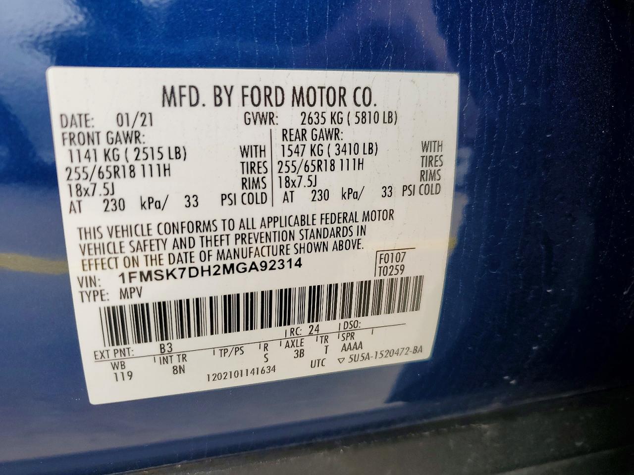 2021 FORD EXPLORER XLT photo 37