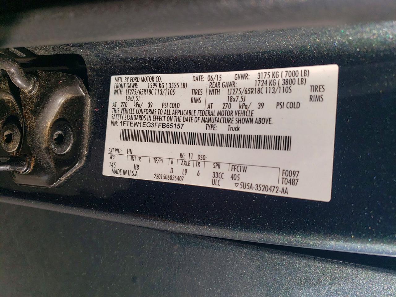 2015 FORD F150 SUPERCREW photo 12