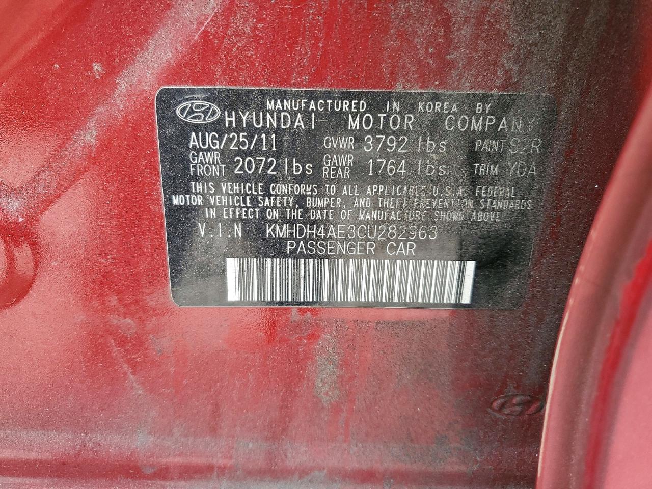 2012 HYUNDAI ELANTRA GLS photo 23