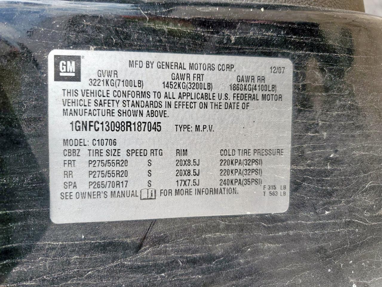 2008 CHEVROLET TAHOE C1500 photo 13