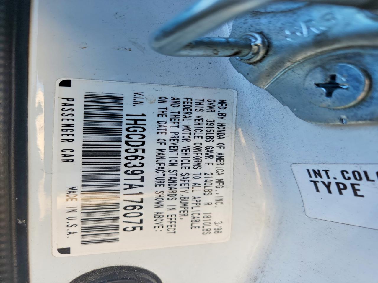 1996 HONDA ACCORD LX photo 12