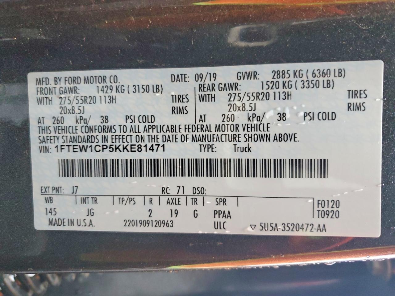2019 FORD F150 SUPERCREW photo 34
