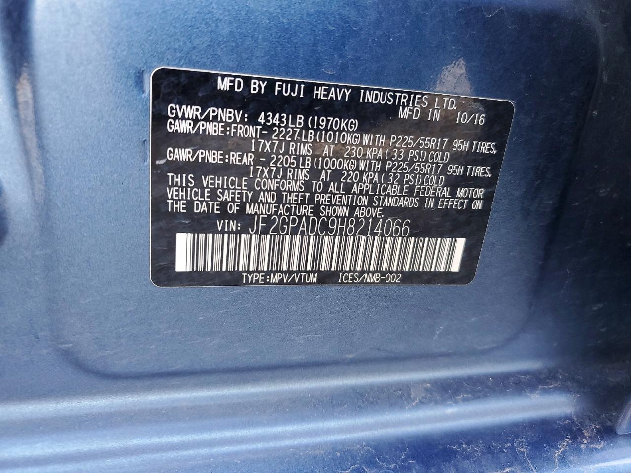 2017 SUBARU CROSSTREK PREMIUM photo 12