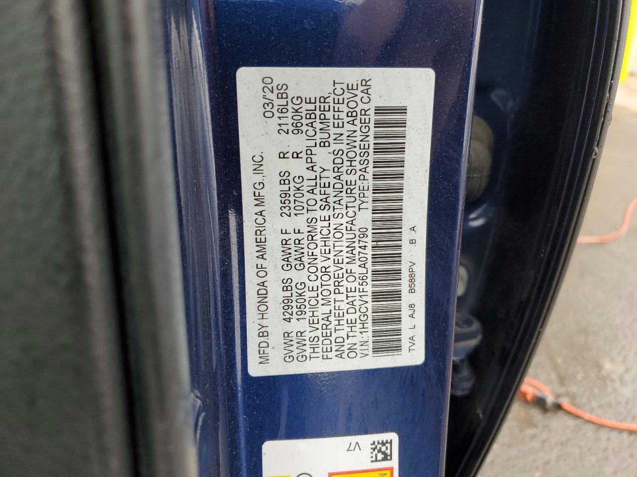 2020 HONDA ACCORD EXL photo 25