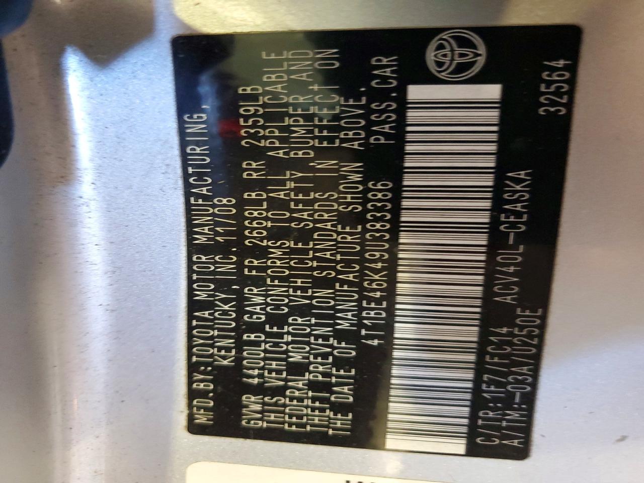 2009 TOYOTA CAMRY BASE photo 34