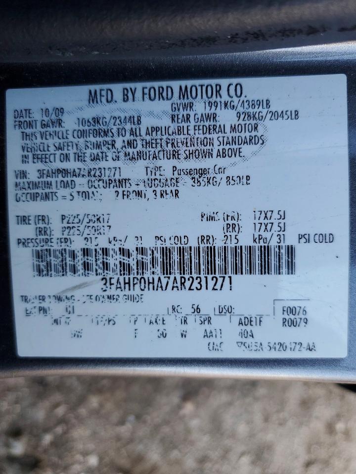 2010 FORD FUSION SE photo 34