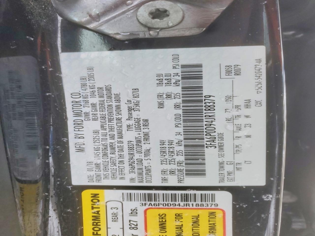 2018 FORD FUSION TITANIUM/PLATINUM photo 12
