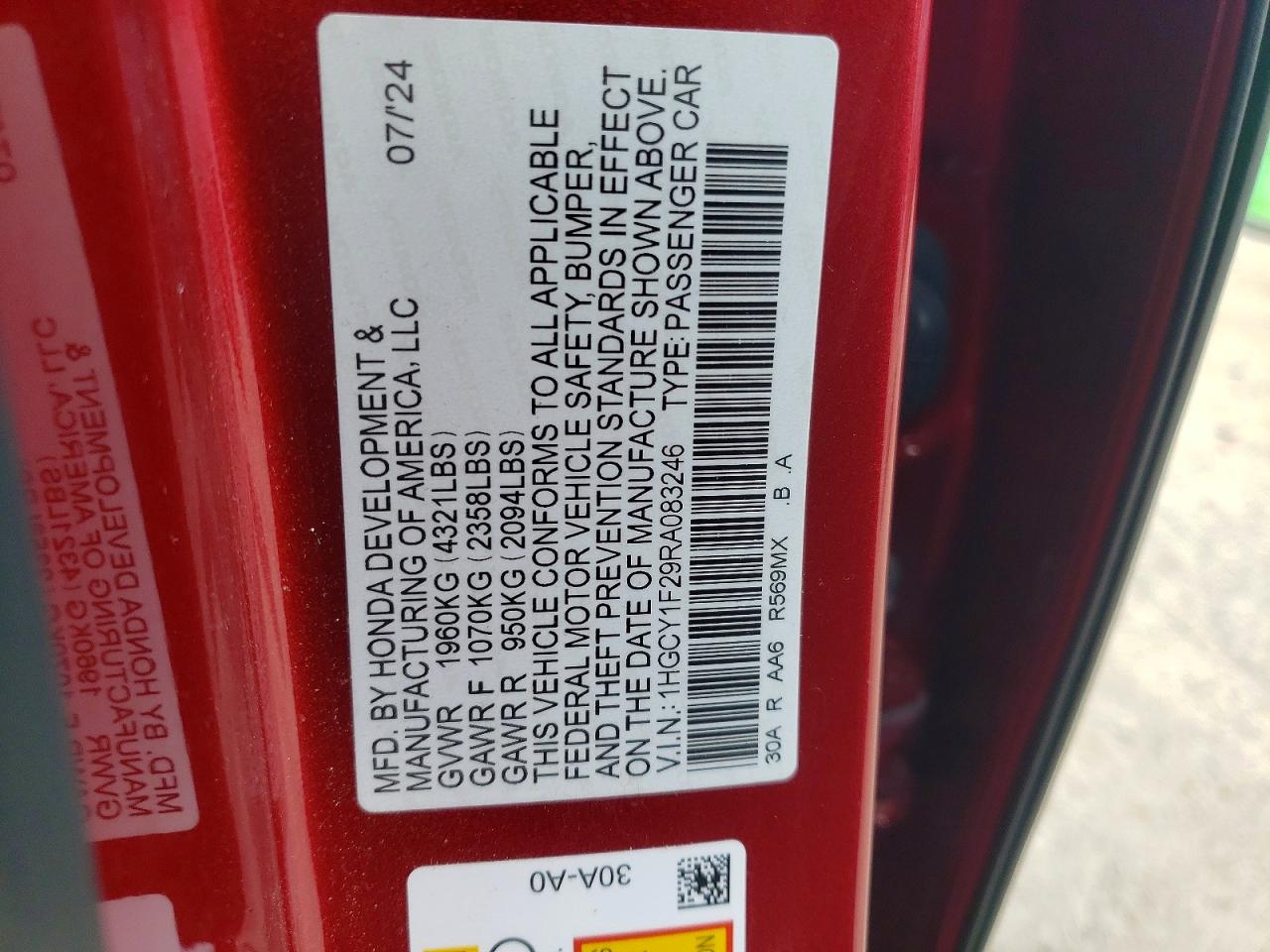 2024 HONDA ACCORD LX photo 23