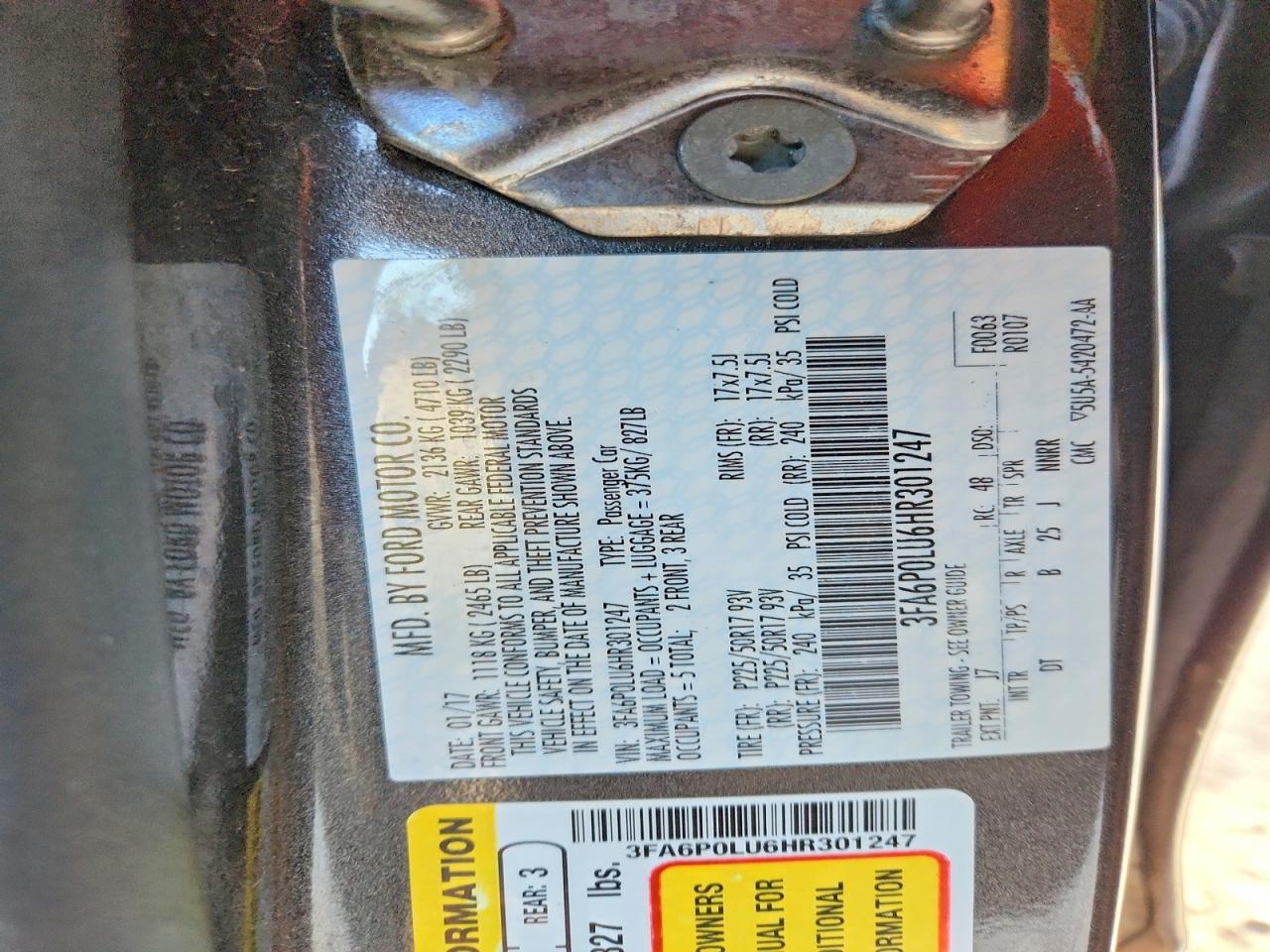 2017 FORD FUSION SE HYBRID photo 13