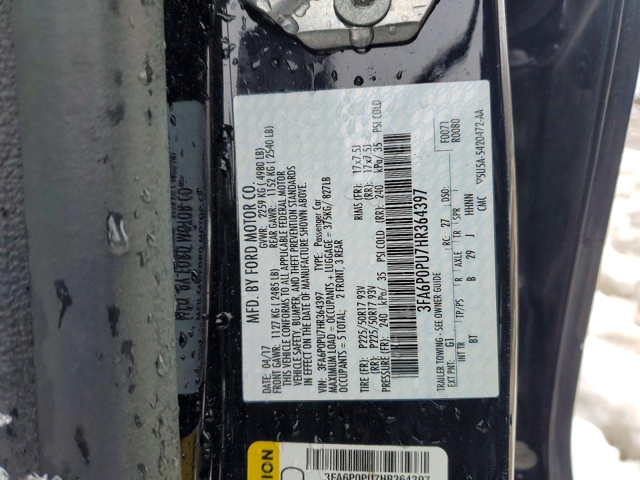 2017 FORD FUSION SE PHEV photo 12