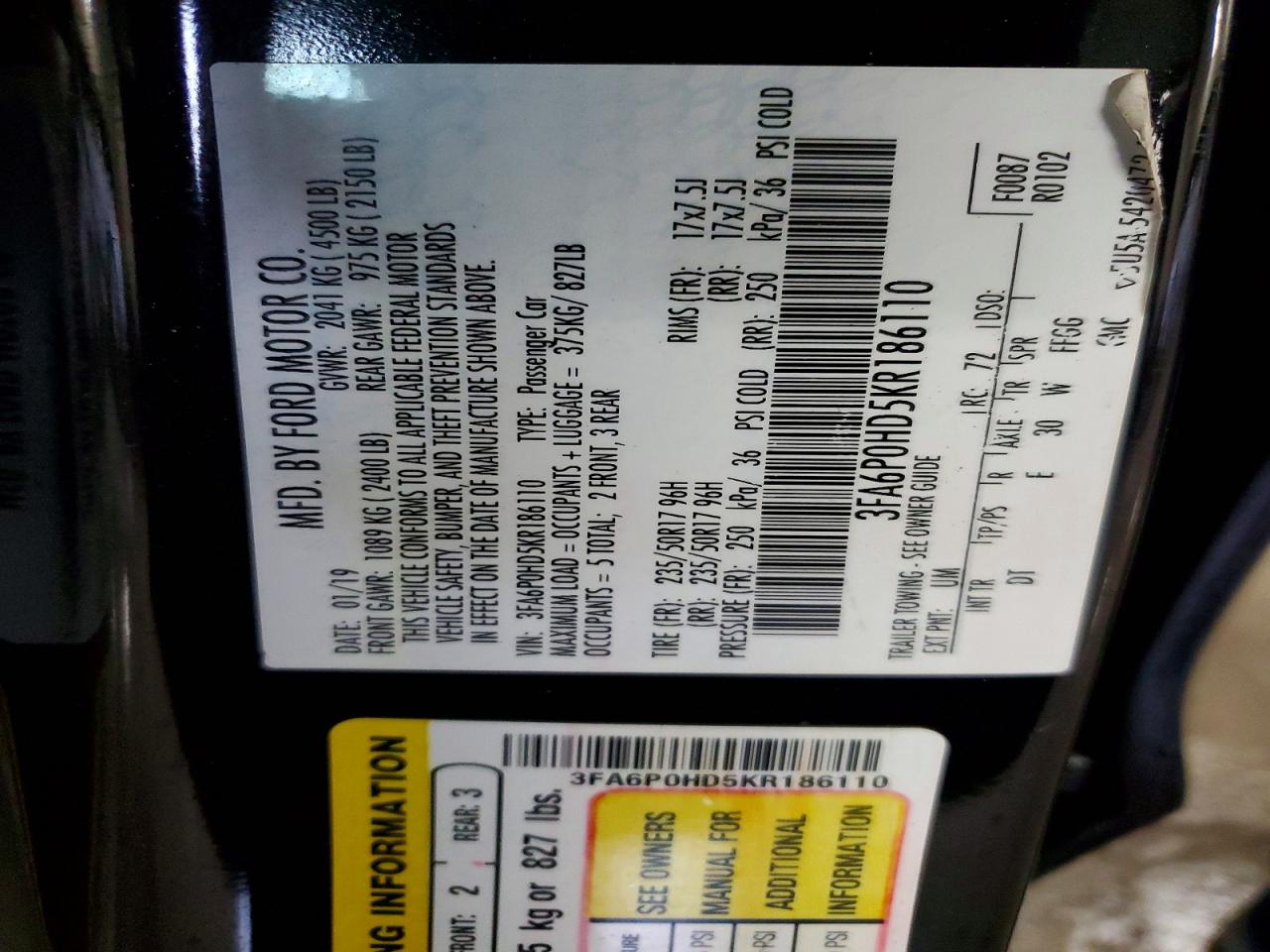 2019 FORD FUSION SE photo 25