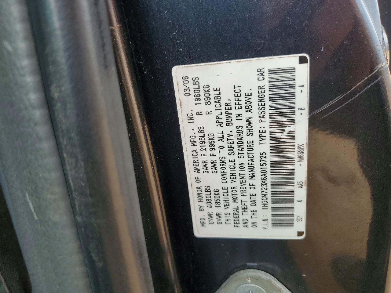 2006 HONDA ACCORD LX photo 13