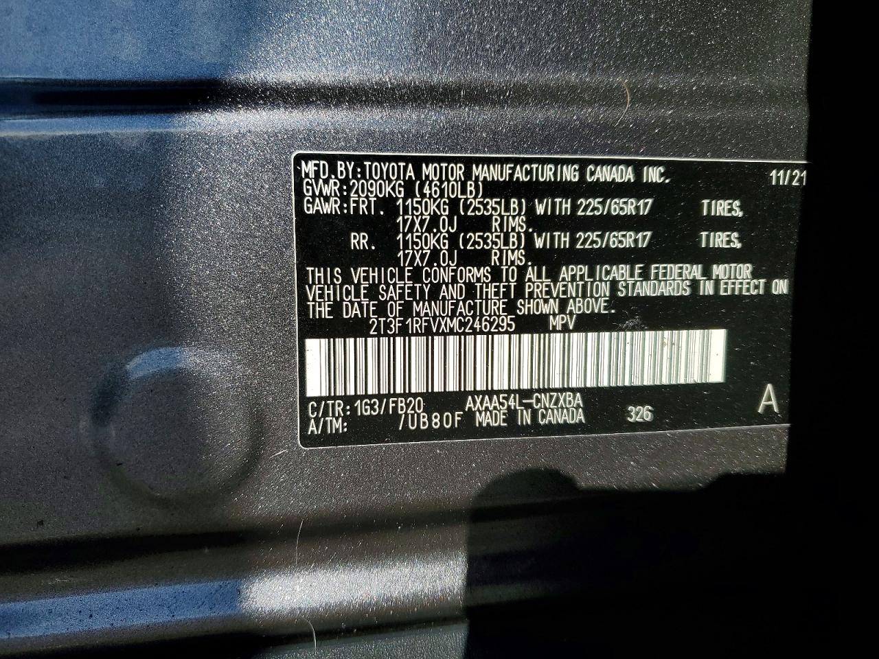 2021 TOYOTA RAV4 LE photo 13