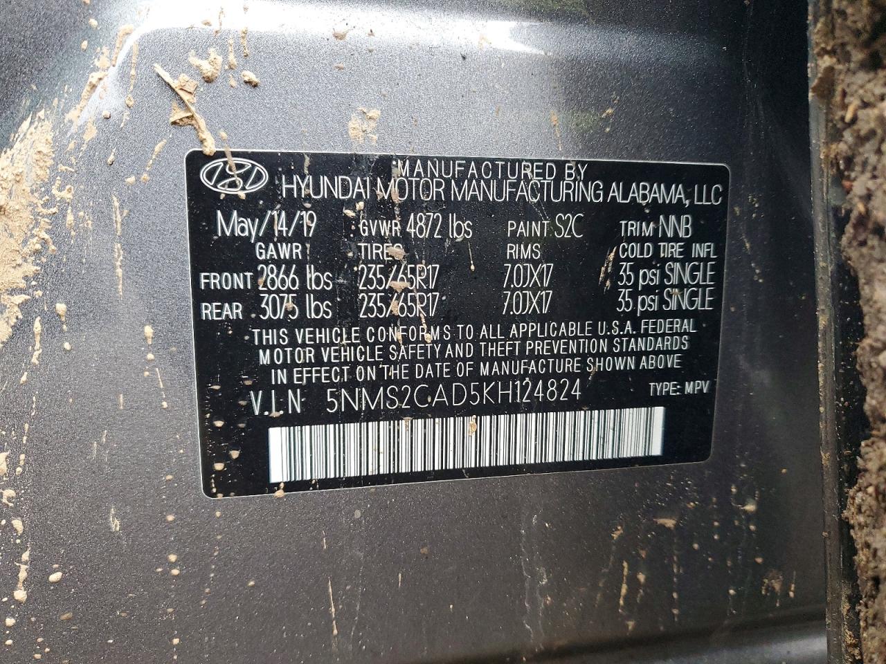 2019 HYUNDAI SANTA FE SE 2.4L photo 13
