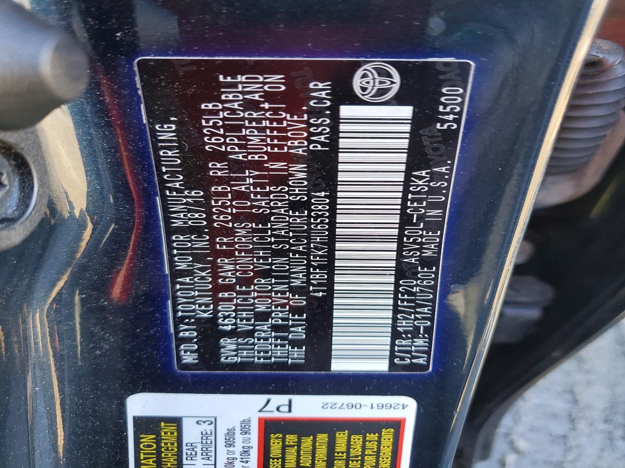 2017 TOYOTA CAMRY LE photo 13