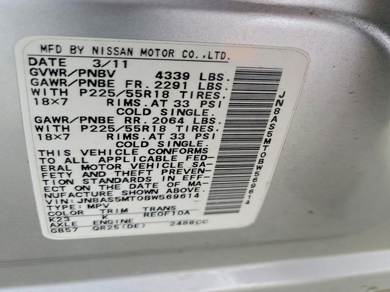 2011 NISSAN ROGUE S photo 37