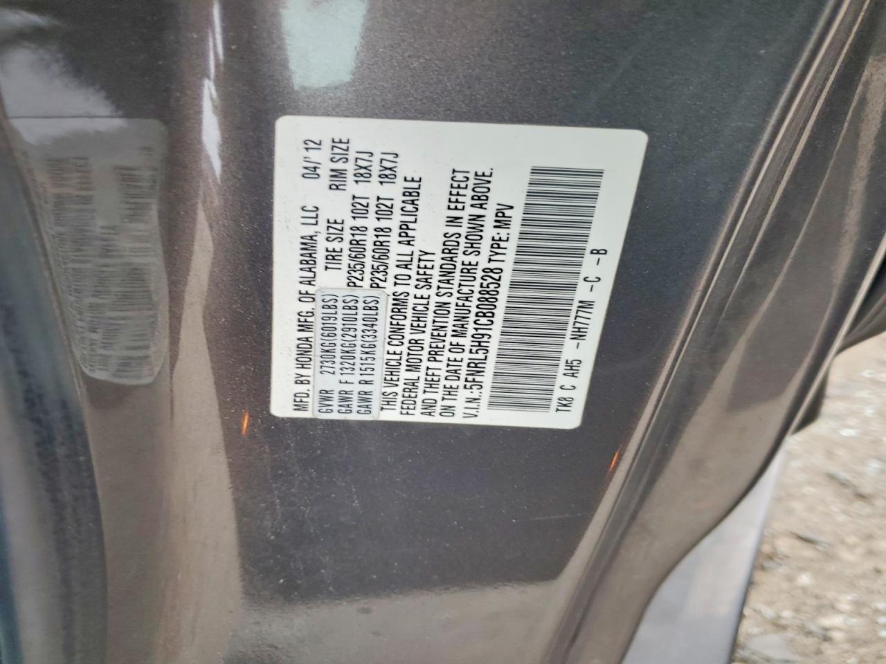2012 HONDA ODYSSEY TOURING photo 12