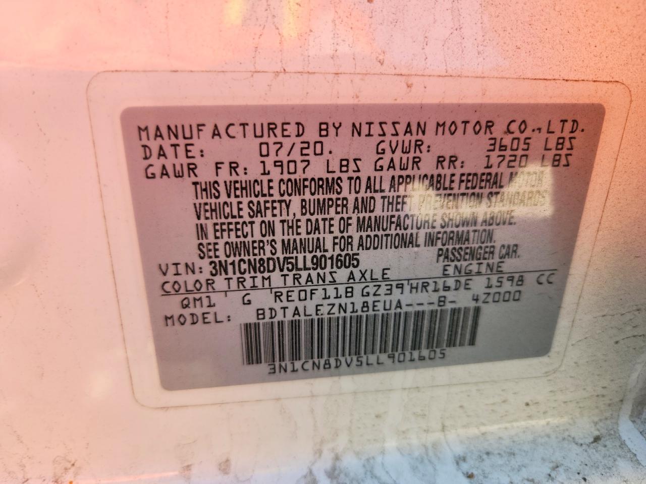 2020 NISSAN VERSA S photo 34
