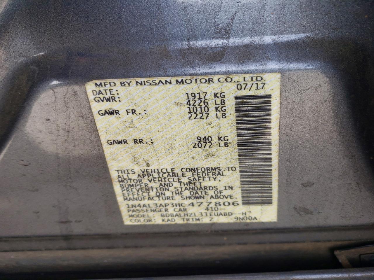 2017 NISSAN ALTIMA 2.5 photo 23