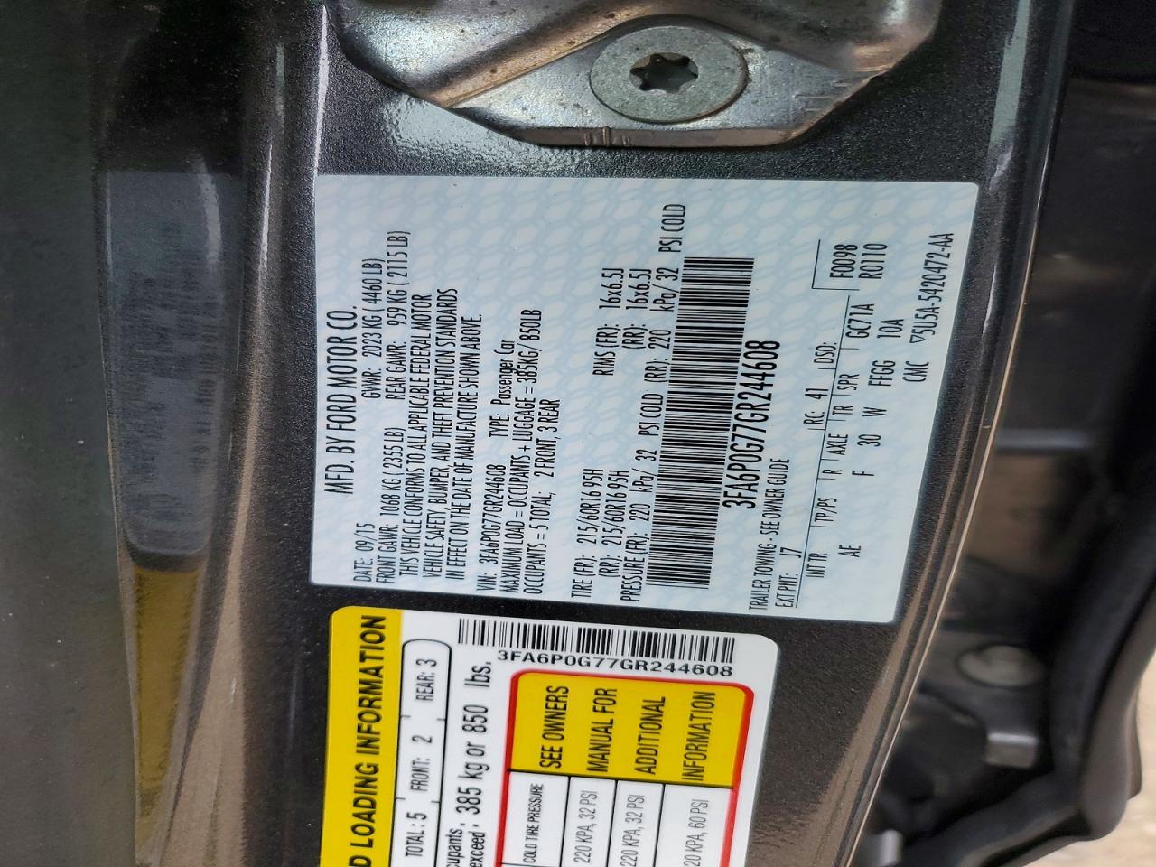 2016 FORD FUSION S photo 23