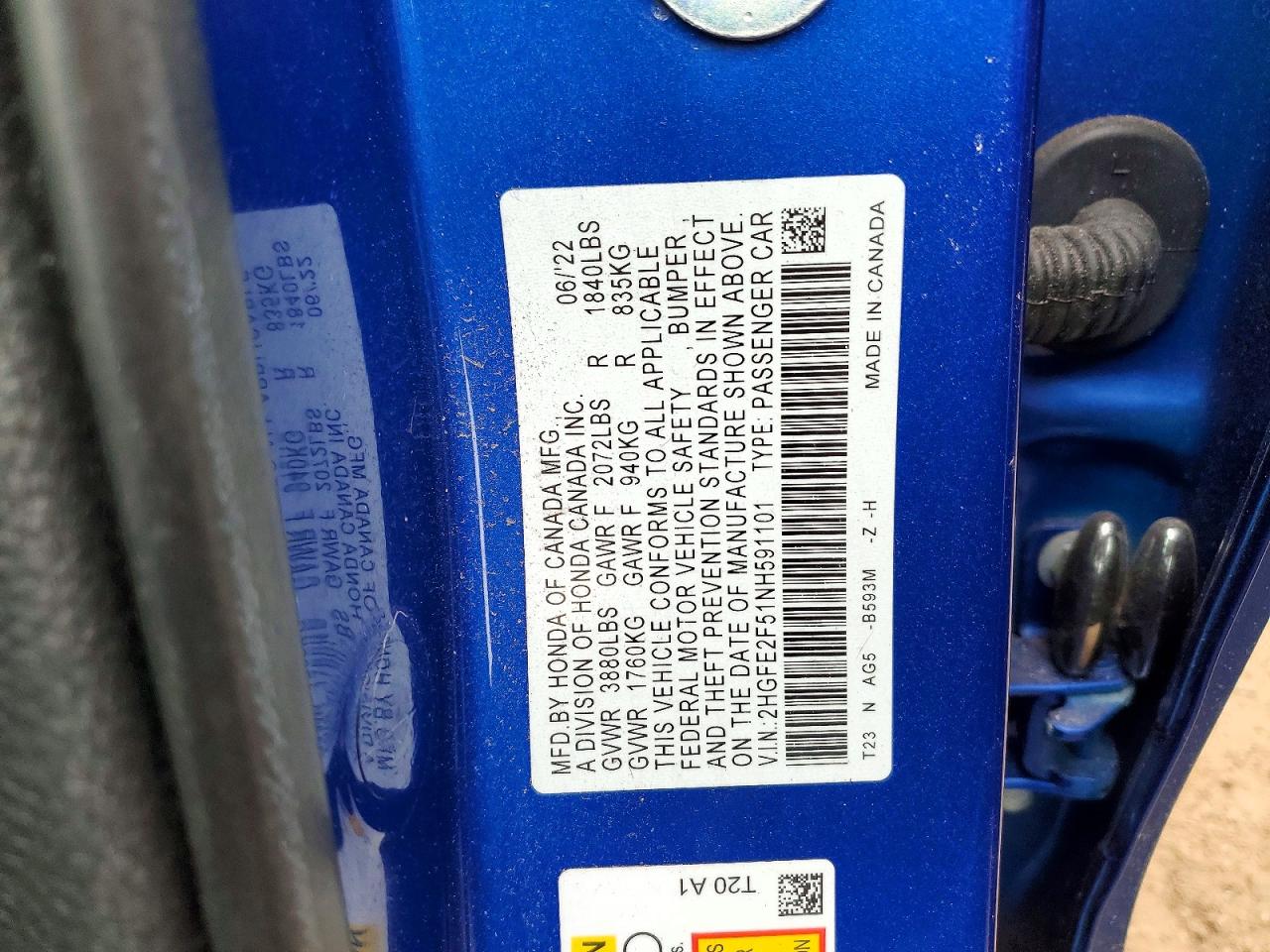 2022 HOND CIVIC SPORT photo 13