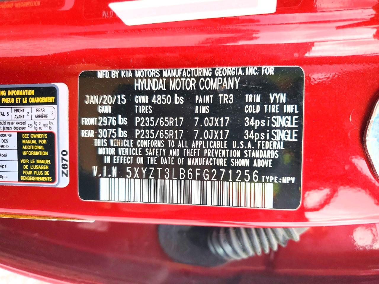 2015 HYUNDAI SANTA FE SPORT 2.4L photo 27