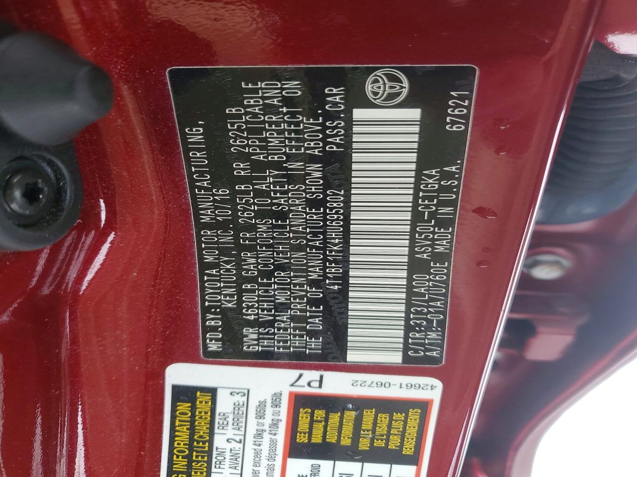2017 TOYOTA CAMRY XLE photo 34