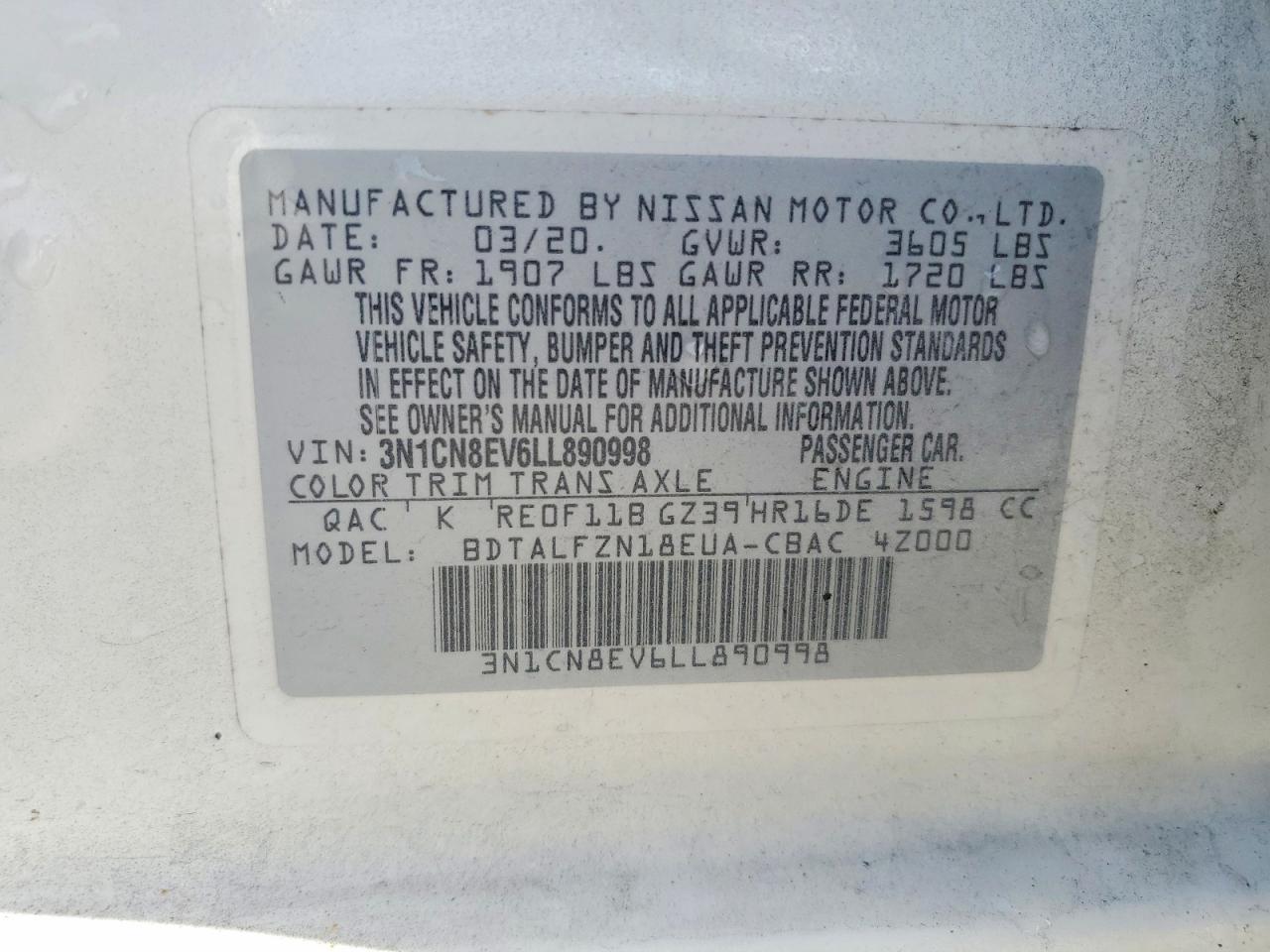 2020 NISSAN VERSA SV photo 12