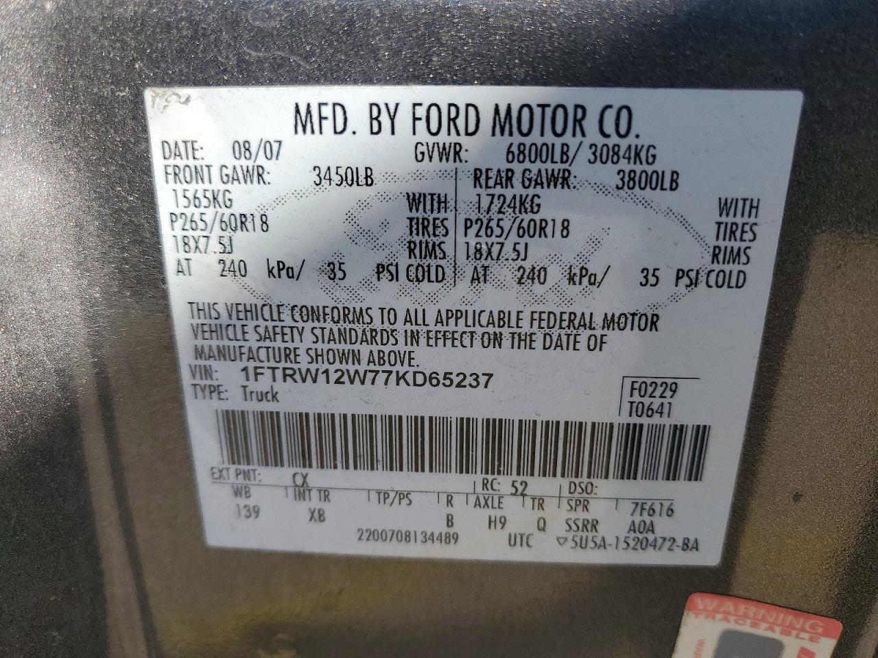 2007 FORD F150 SUPERCREW photo 12