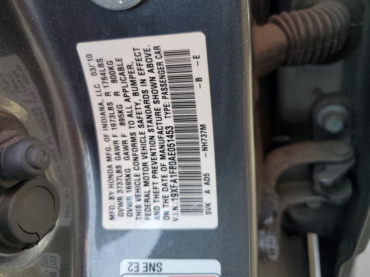 2010 HONDA CIVIC EX photo 34