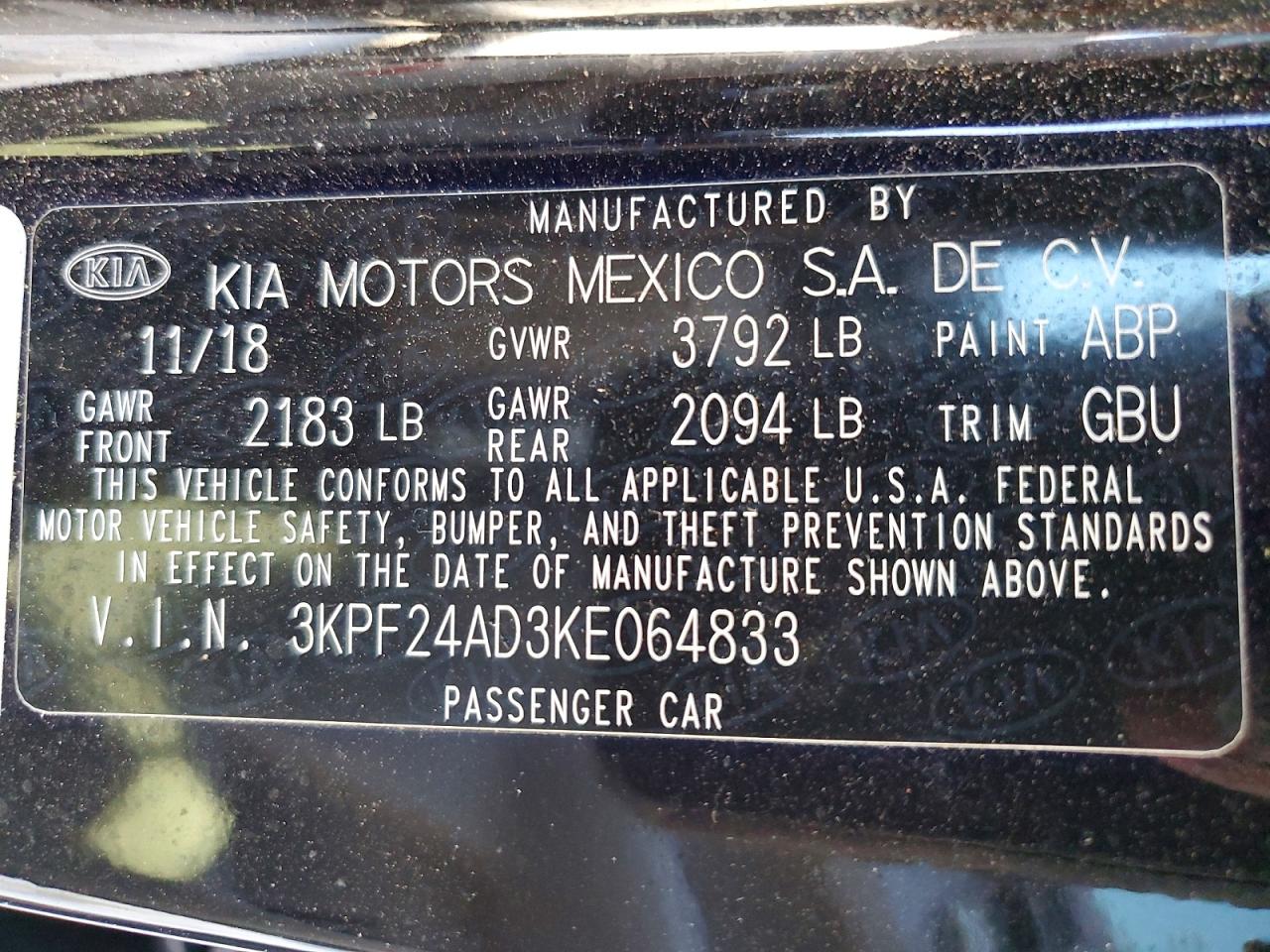 2019 KIA FORTE LXS photo 12