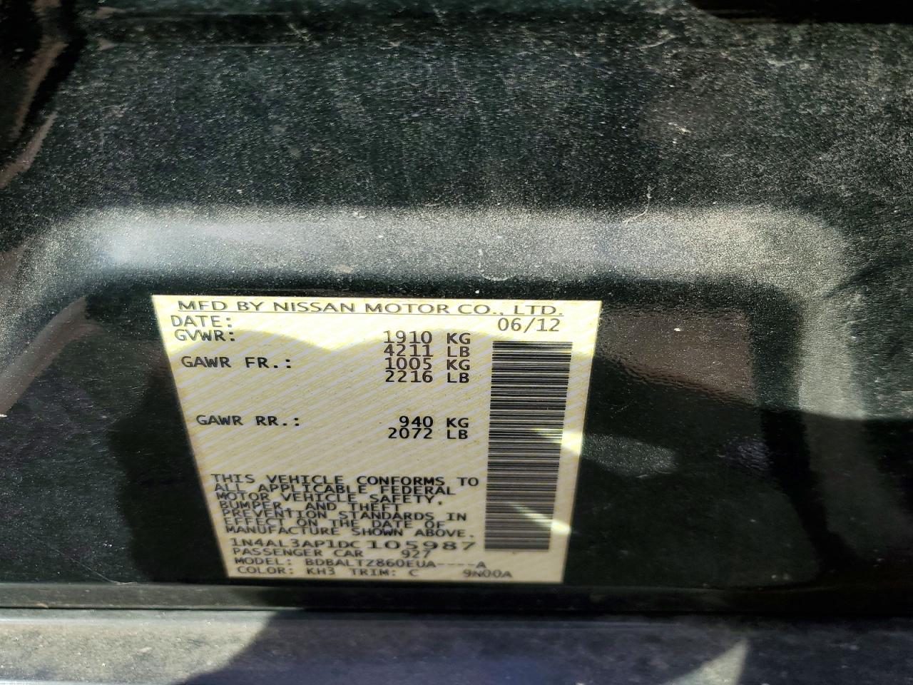 2013 NISSAN ALTIMA 2.5 photo 12