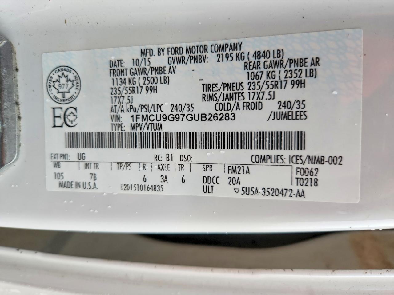 2016 FORD ESCAPE SE photo 23
