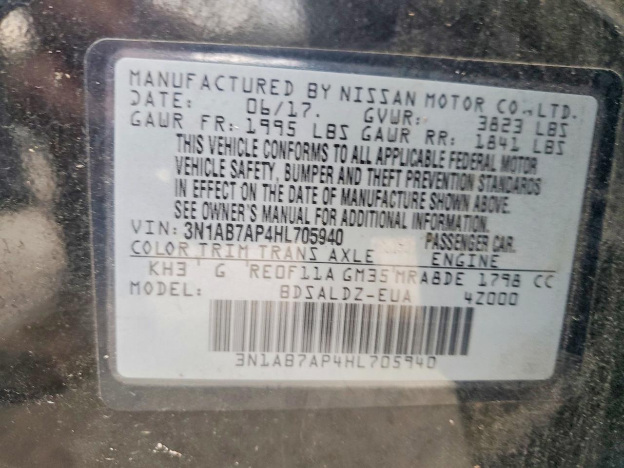 2017 NISSAN SENTRA S photo 13