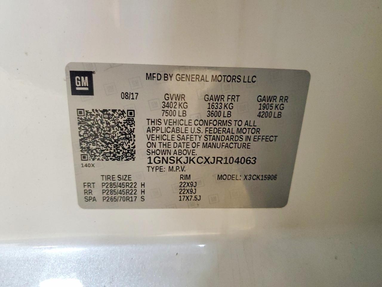 2018 CHEVROLET SUBURBAN K1500 PREMIER photo 13
