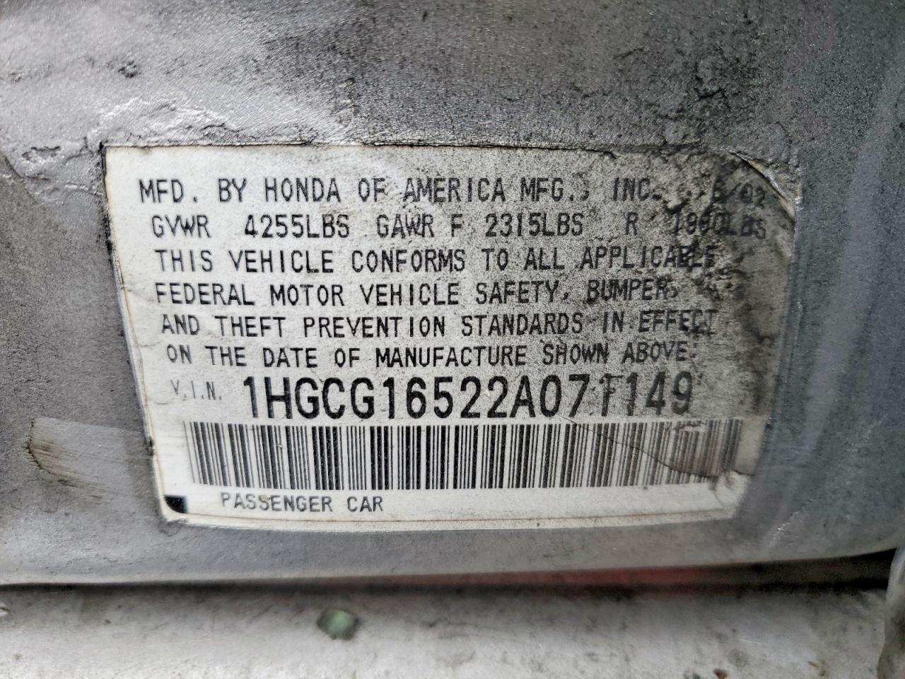 2002 HONDA ACCORD EX photo 13