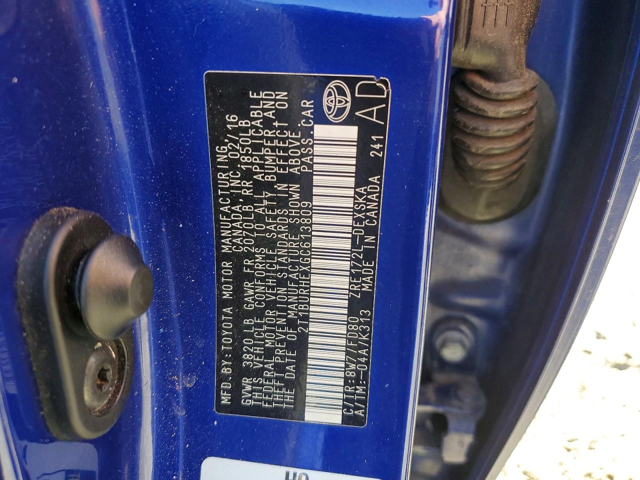 2016 TOYOTA COROLLA S PLUS photo 12