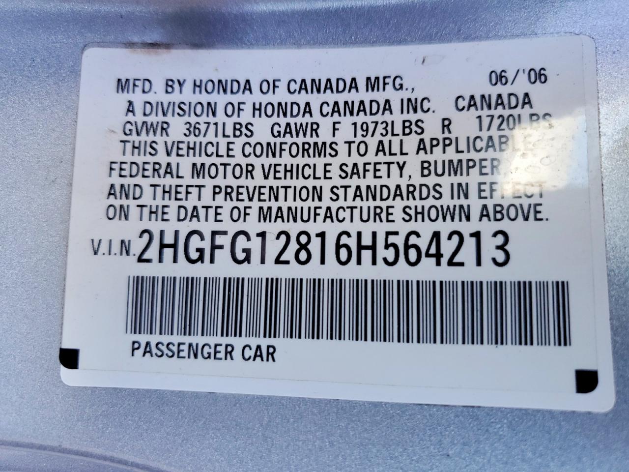 2006 HONDA CIVIC EX photo 34