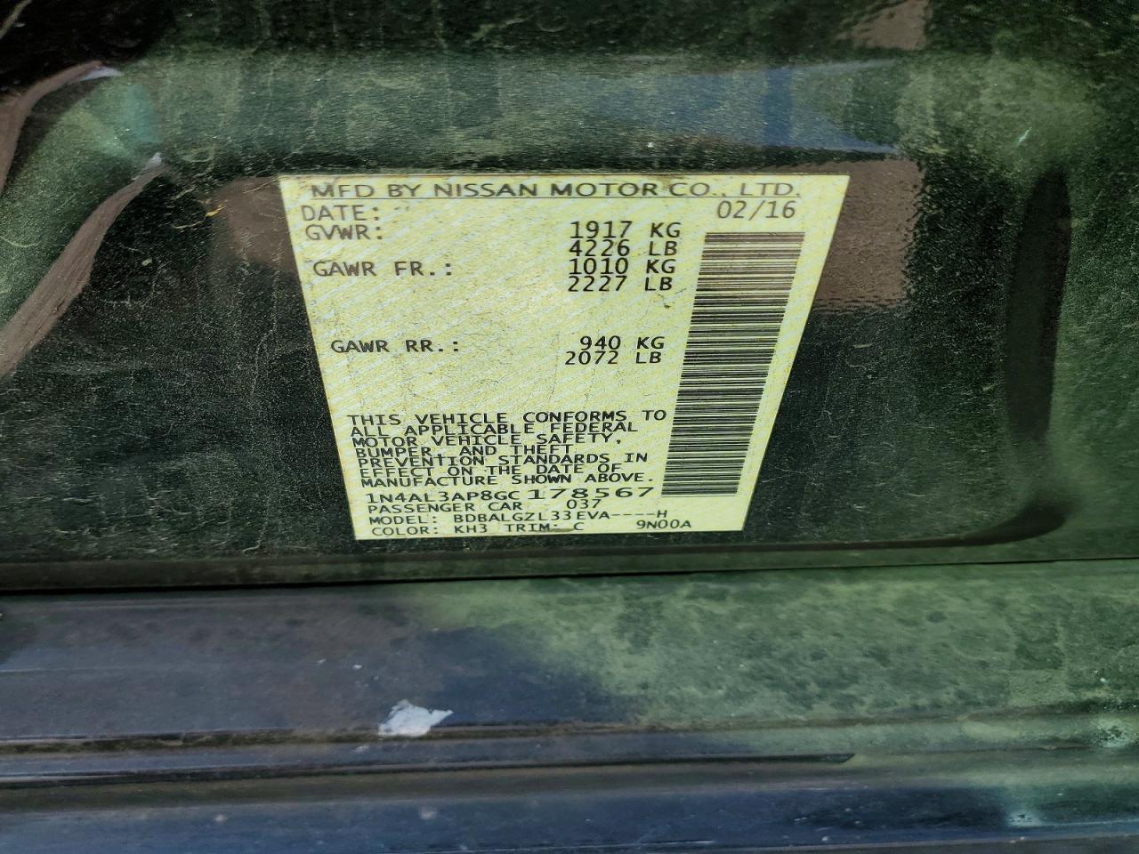 2016 NISSAN ALTIMA 2.5 photo 12