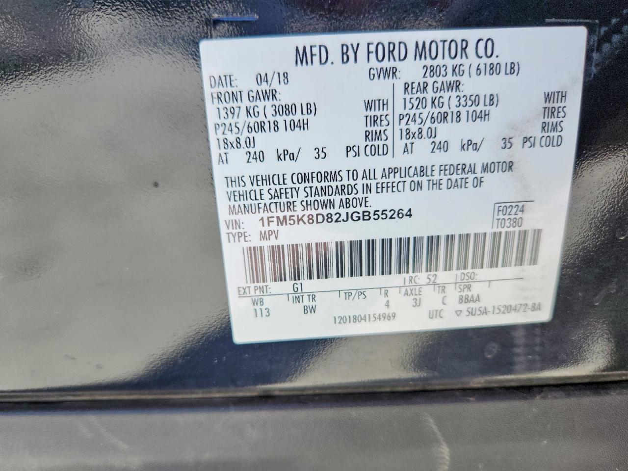 2018 FORD EXPLORER XLT photo 37