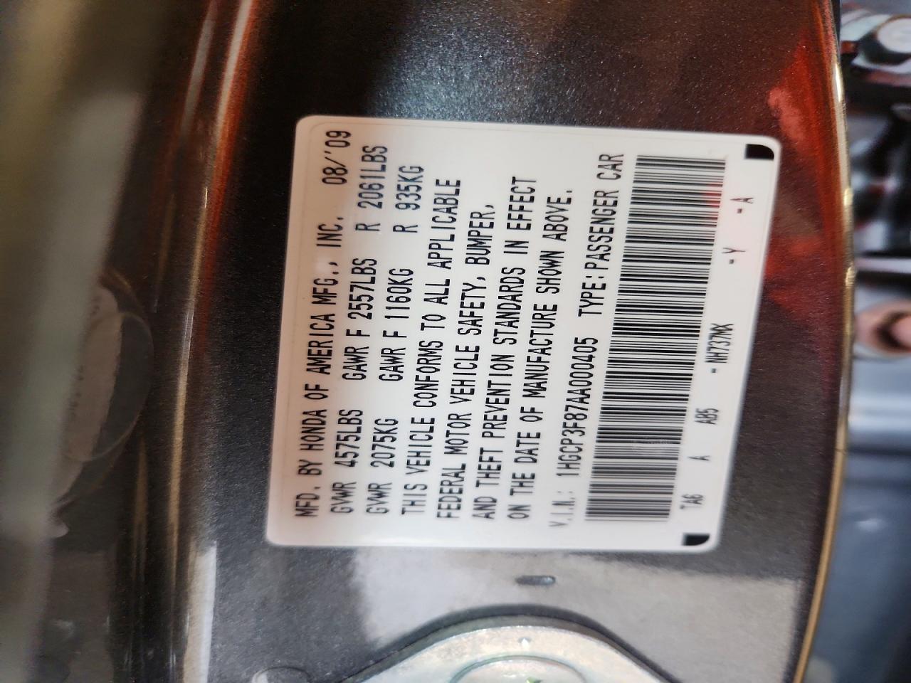 2010 HONDA ACCORD photo 23