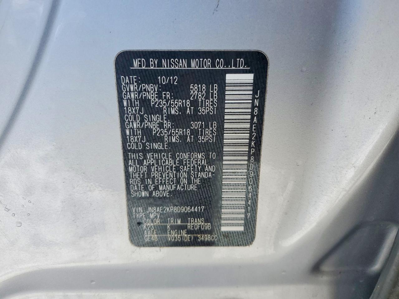 2013 NISSAN QUEST 3.5 S photo 37
