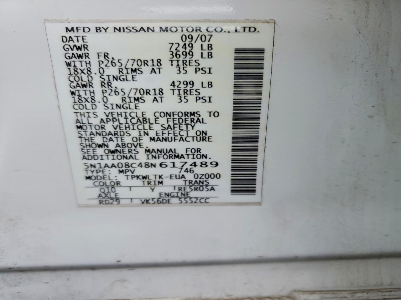 2008 NISSAN ARMADA SE photo 25