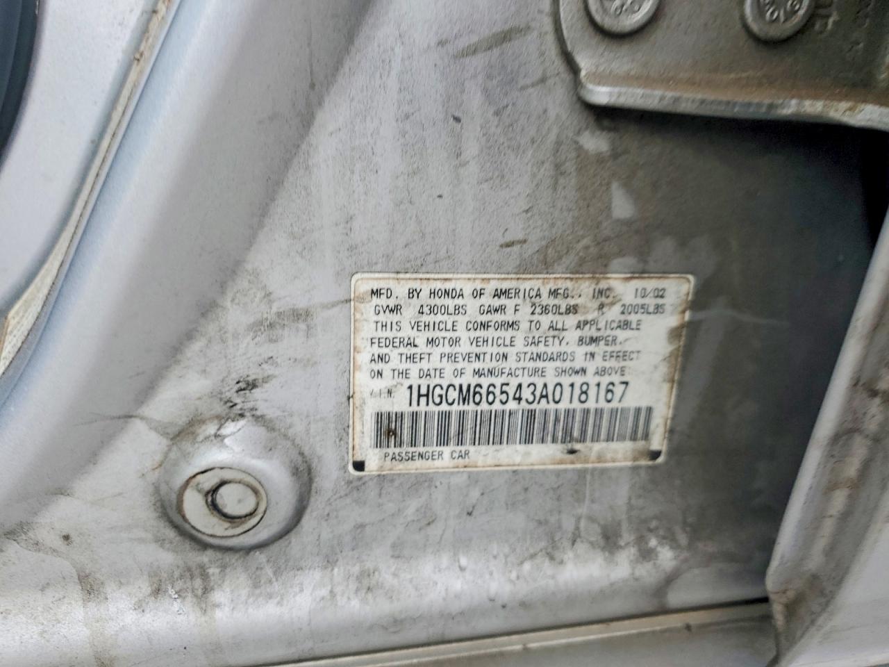 2003 HONDA ACCORD DX photo 12