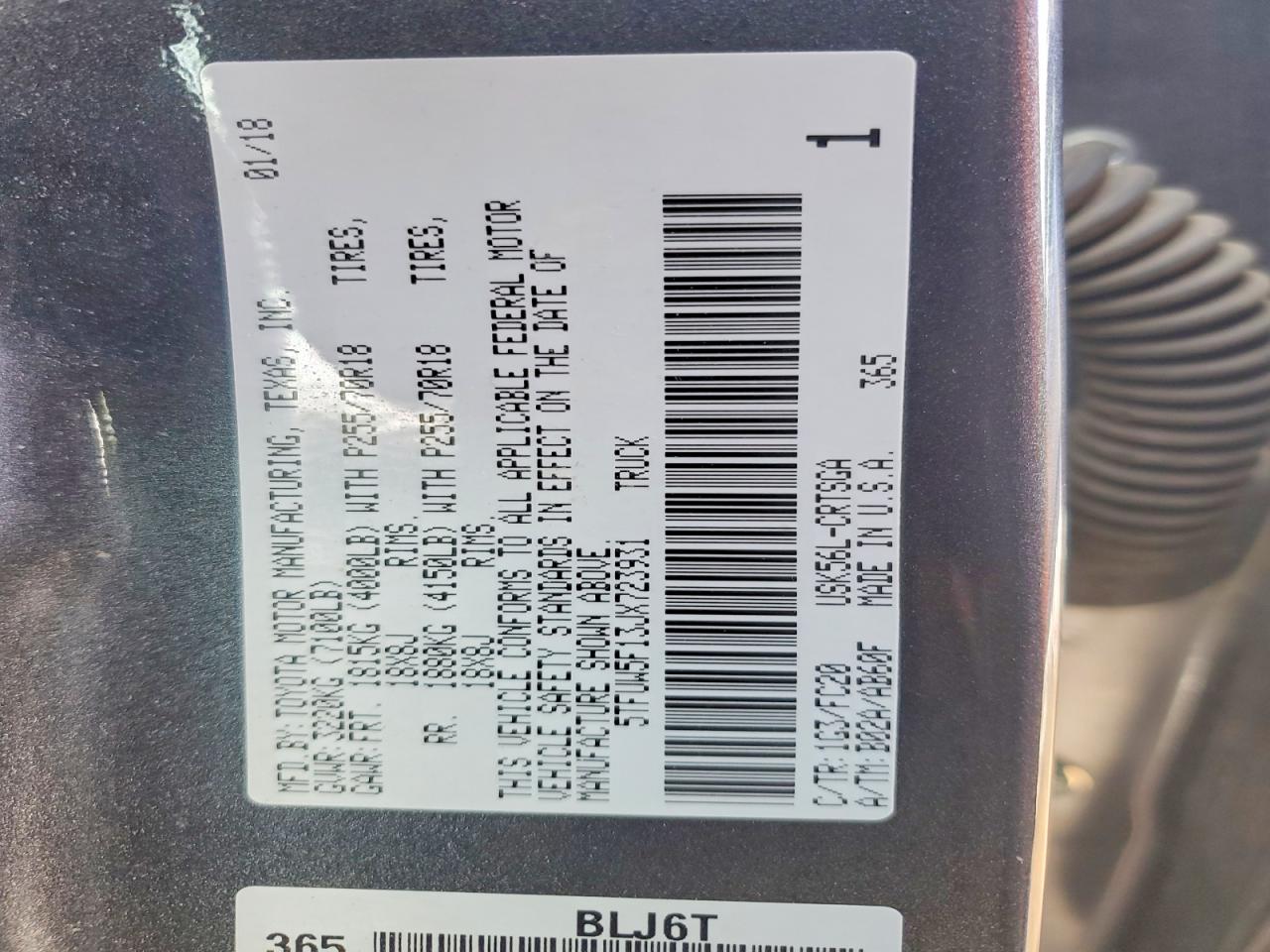 2018 TOYOTA TUNDRA DOUBLE CAB SR photo 12