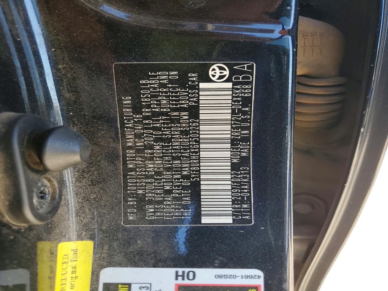 2016 TOYOTA COROLLA photo 23